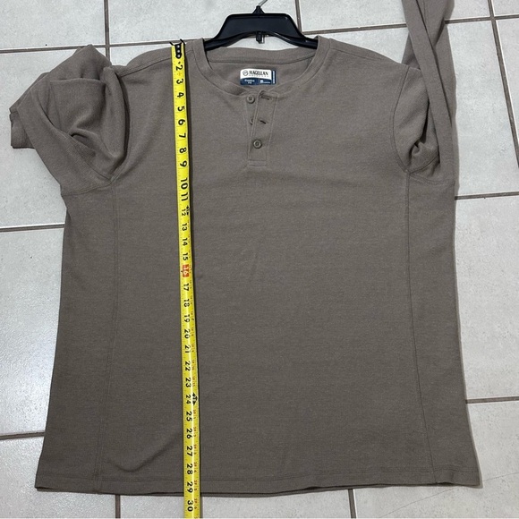 Magellan Outdoors Men Beige Tan Henley Shirt Long Sleeve Classic Fit size XL. - Picture 8 of 8